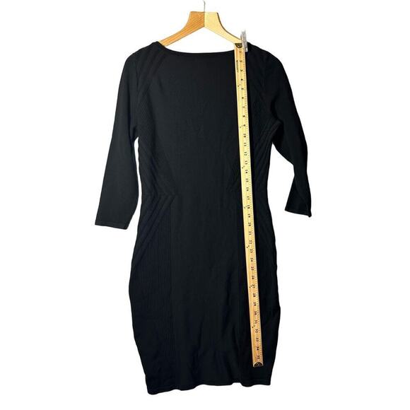 H&M Dress Womens Large Black 3/4 Sleeve Fitted Knit Sweater Bodycon Stretch - Picture 5 of 9